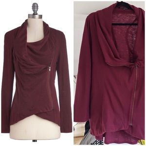 ModCloth Plus Airport Greeting Cardigan- Burgundy
